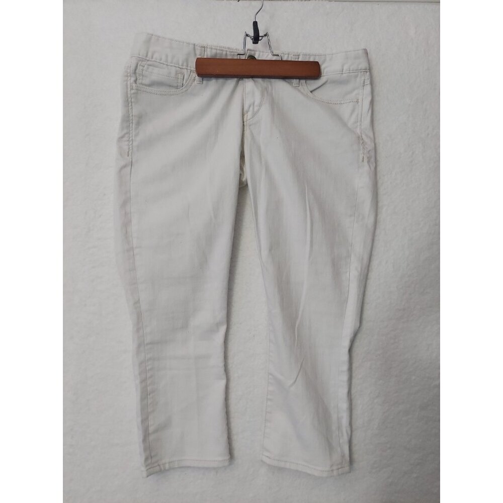 Express Crop Jean Legging Zelda Slim Fit Ultra Low Rise Royal White Beige 12